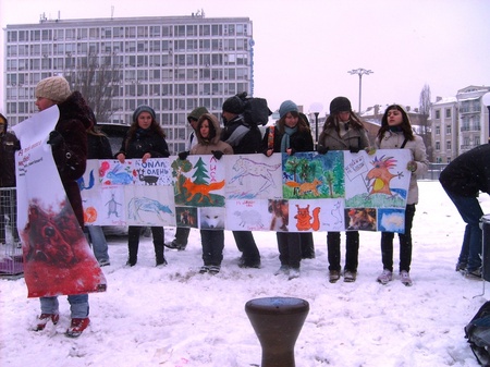 Зоозахисники з плакатами